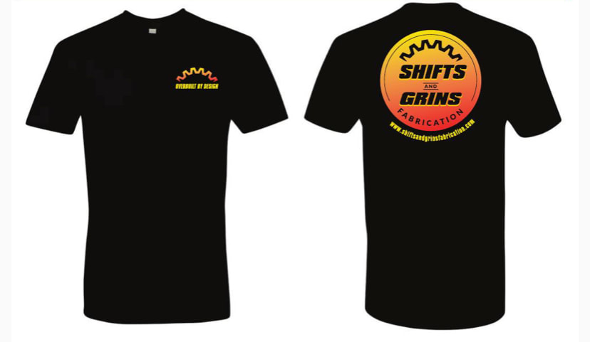 Tee Shirt: Black With Orange Sunset Logo
